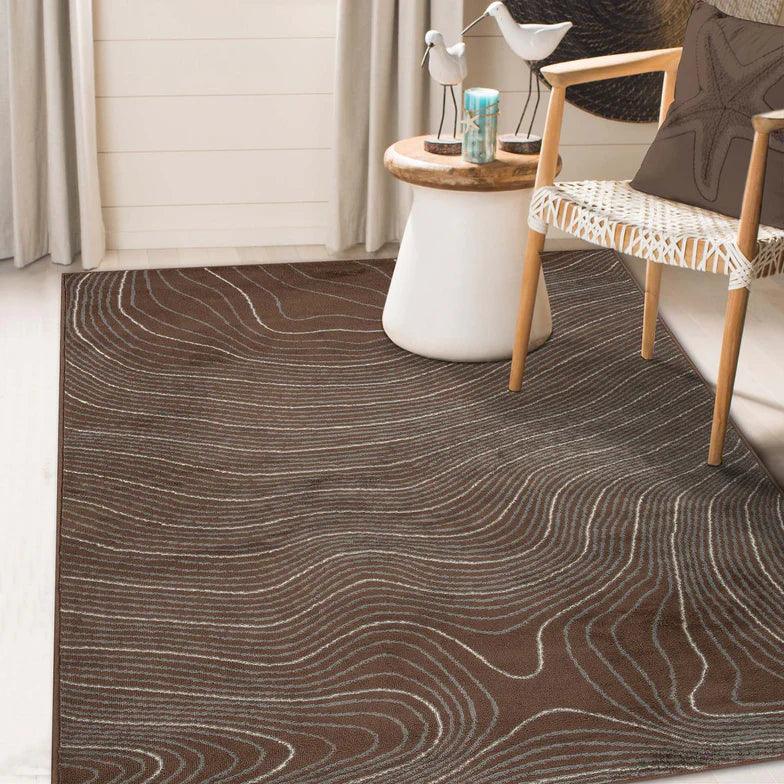 Veer Modern Abstract Wood Grain Indoor Area Rug Or Runner