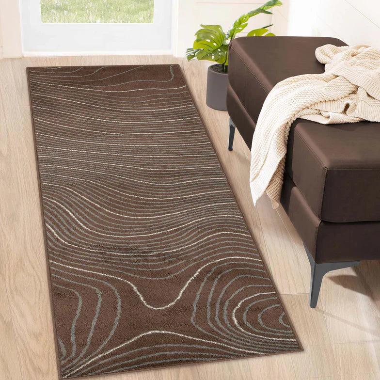 Veer Modern Abstract Wood Grain Indoor Area Rug Or Runner