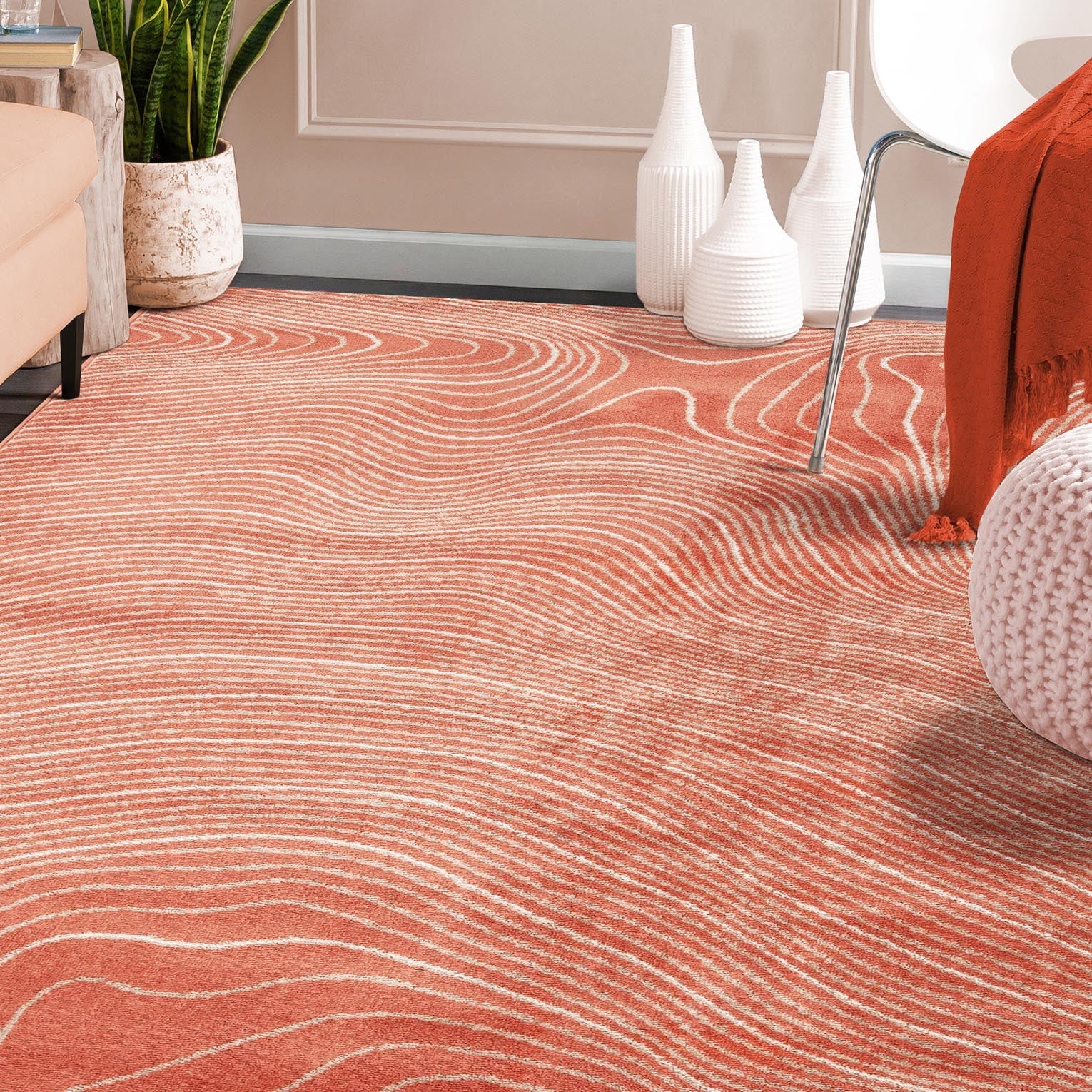 Veer Modern Abstract Wood Grain Indoor Area Rug Or Runner