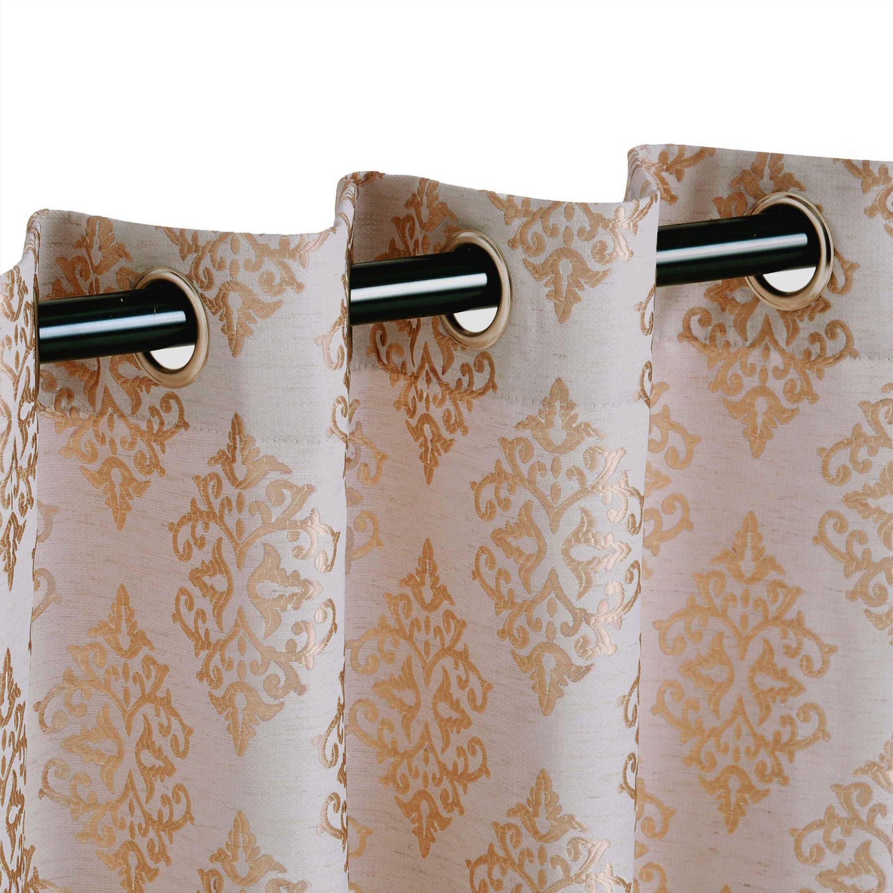 Venetian Damask Jacquard Grommet Traditional Curtain Panel Set