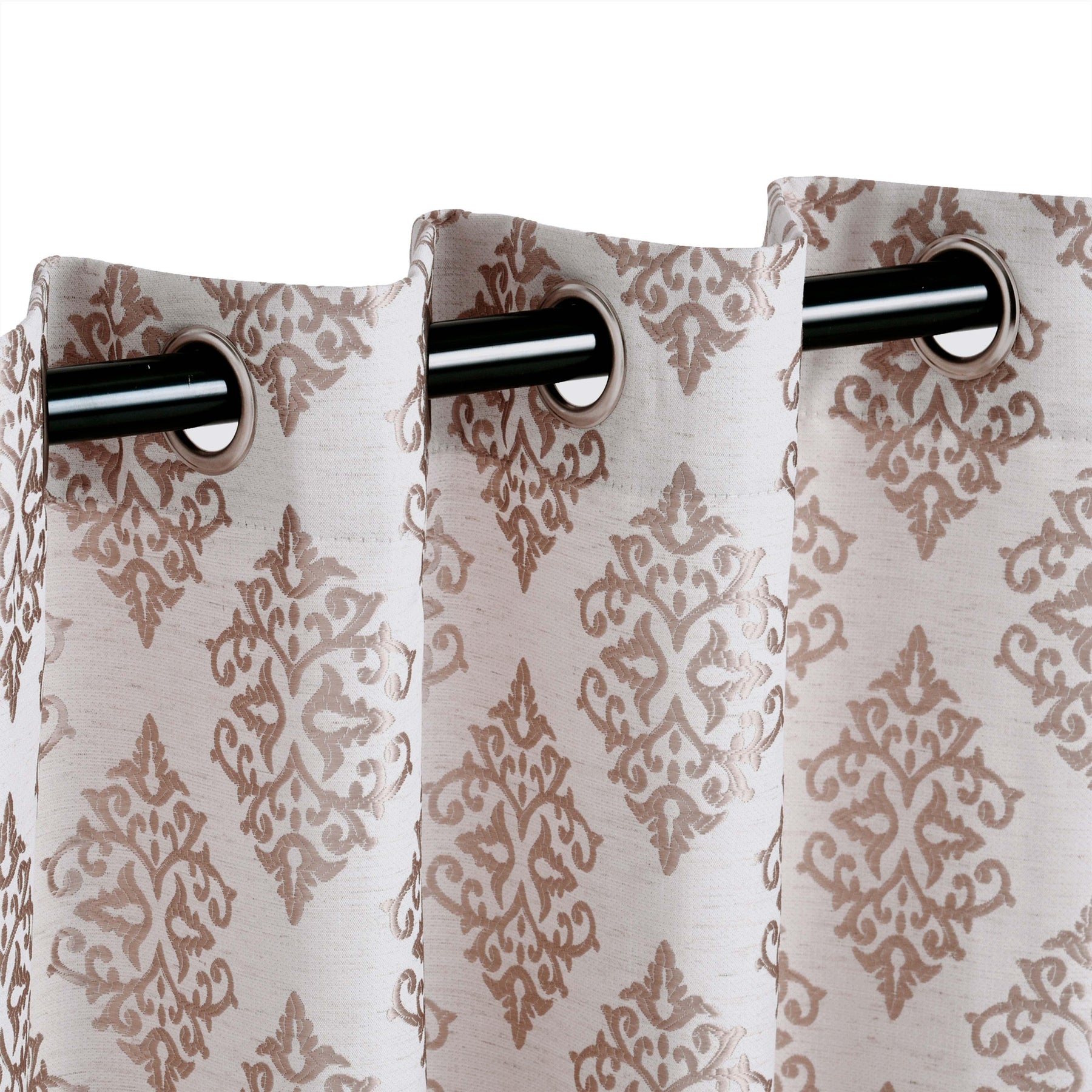 Venetian Damask Jacquard Grommet Traditional Curtain Panel Set