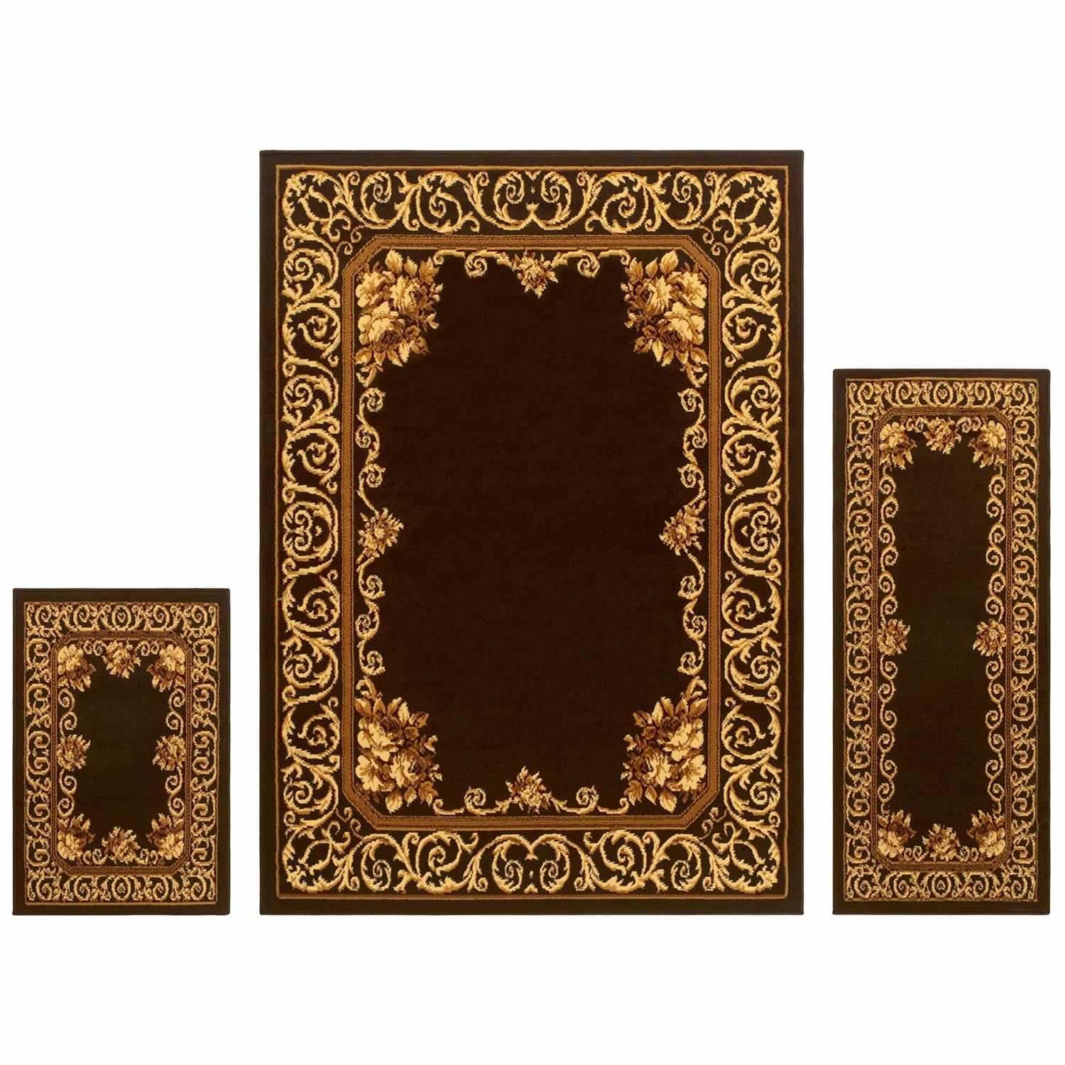 Victorian Inspired Oriental Elton Or Freyberg 3 Piece Area Rug Set