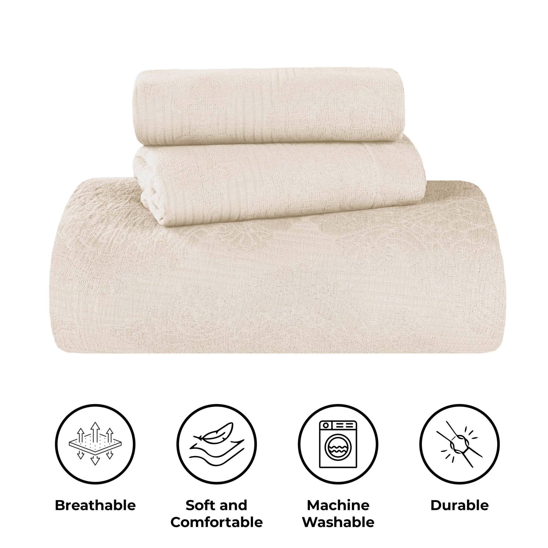 Victory Cotton Matelasse Scrolling Medallion Airy Bedspread Set