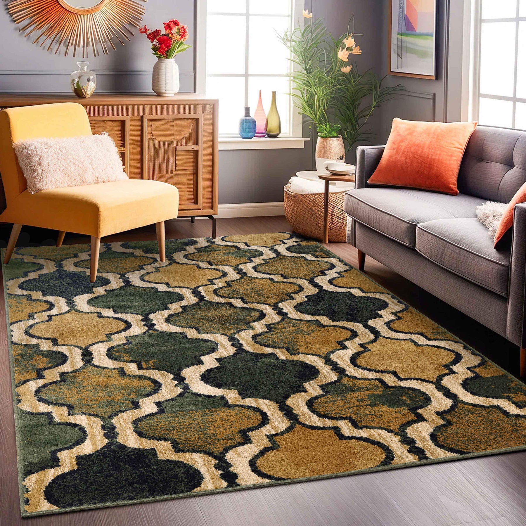 Viking Contemporary Geometric Trellis Indoor Area Rug or Runner