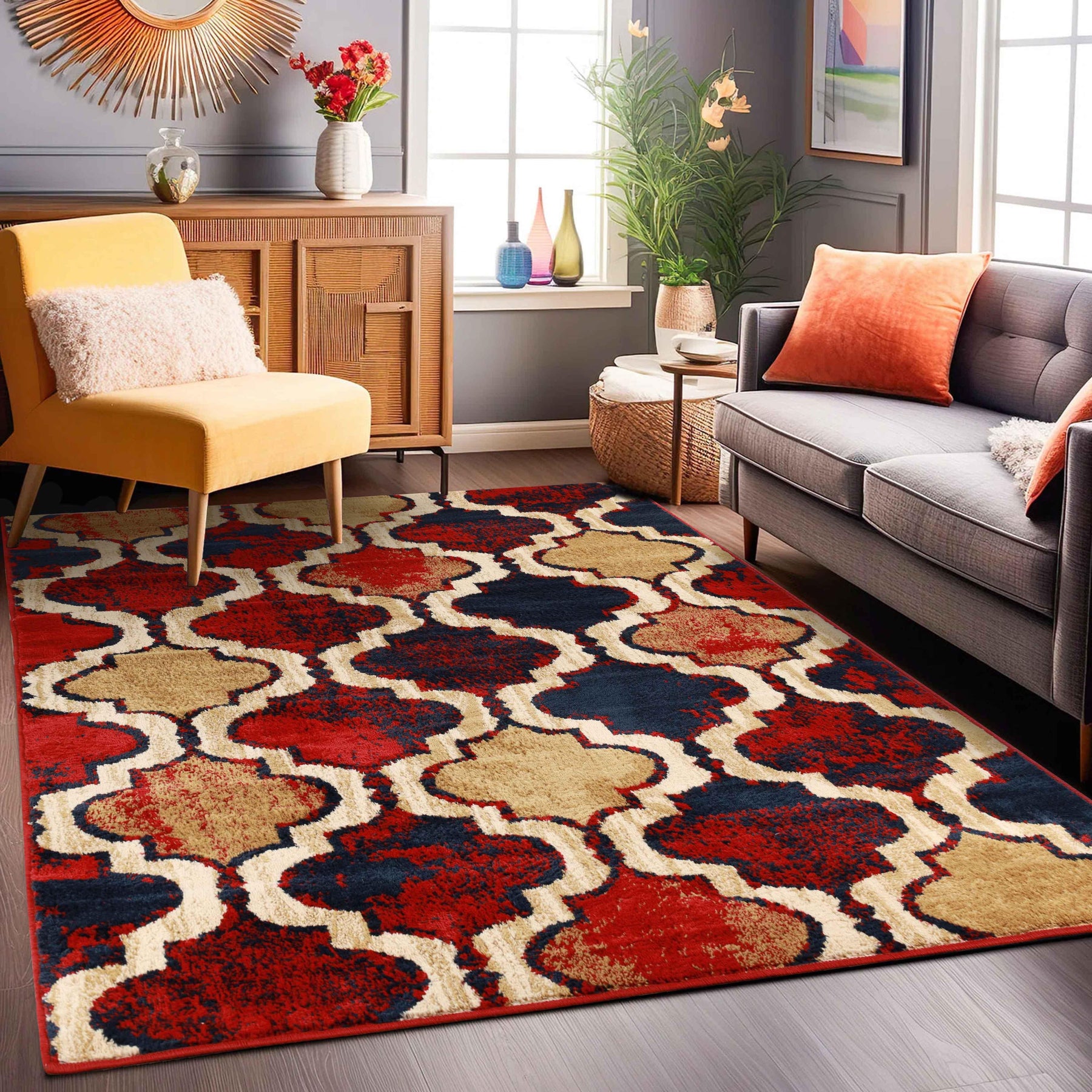 Viking Contemporary Geometric Trellis Indoor Area Rug or Runner