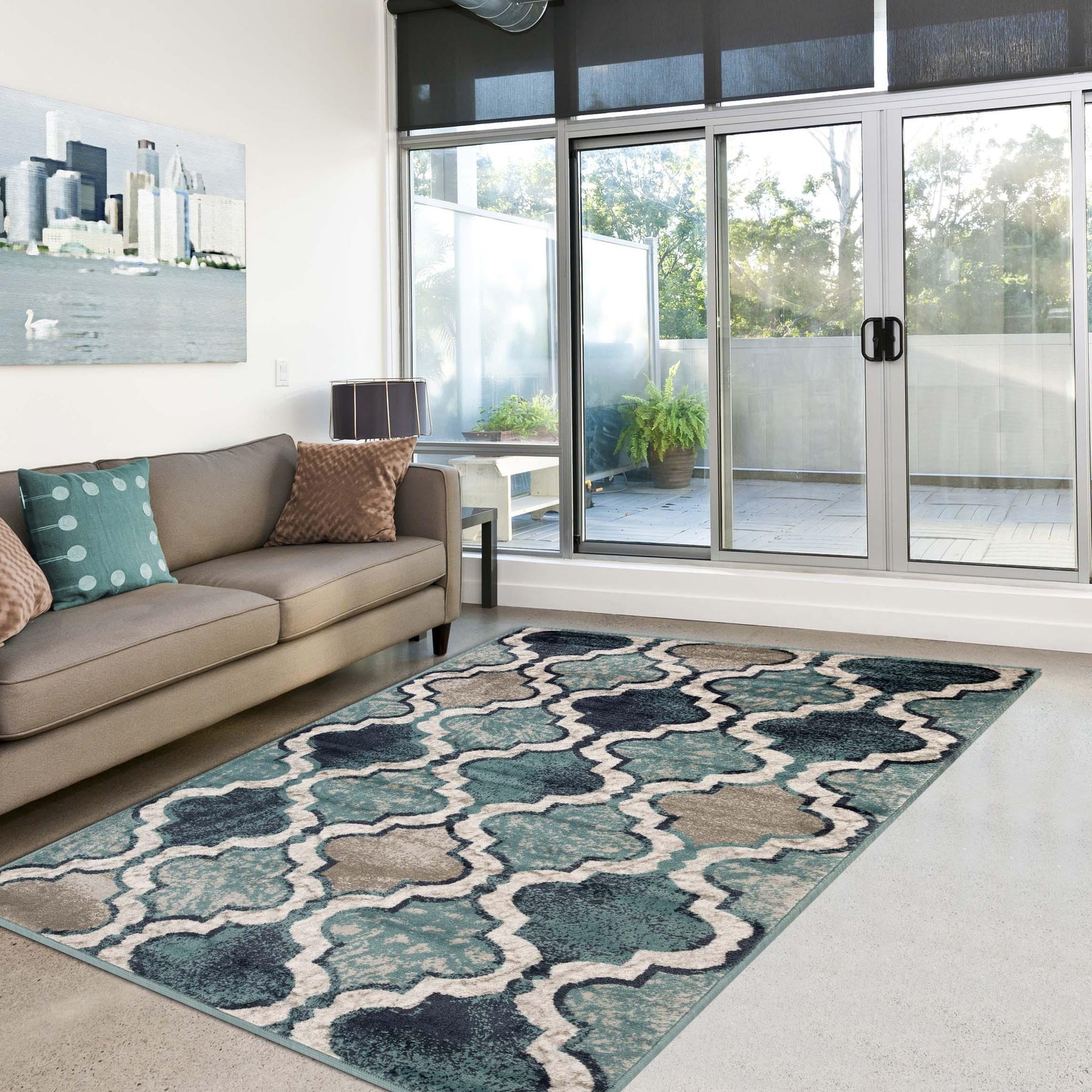 Viking Contemporary Geometric Trellis Indoor Area Rug or Runner