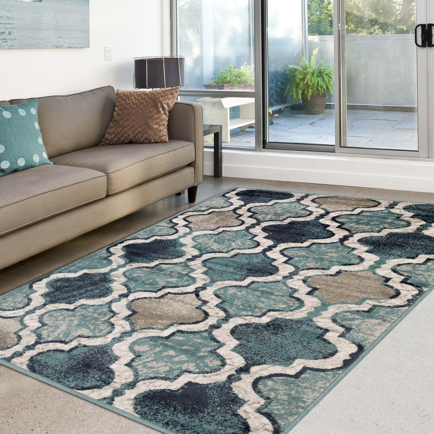 Viking Contemporary Geometric Trellis Indoor Area Rug or Runner