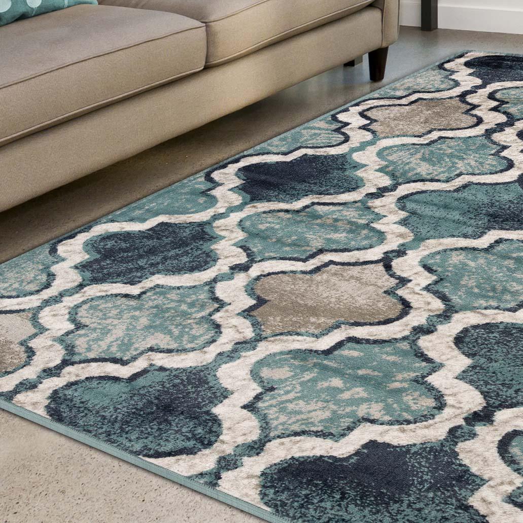 Viking Contemporary Geometric Trellis Indoor Area Rug or Runner