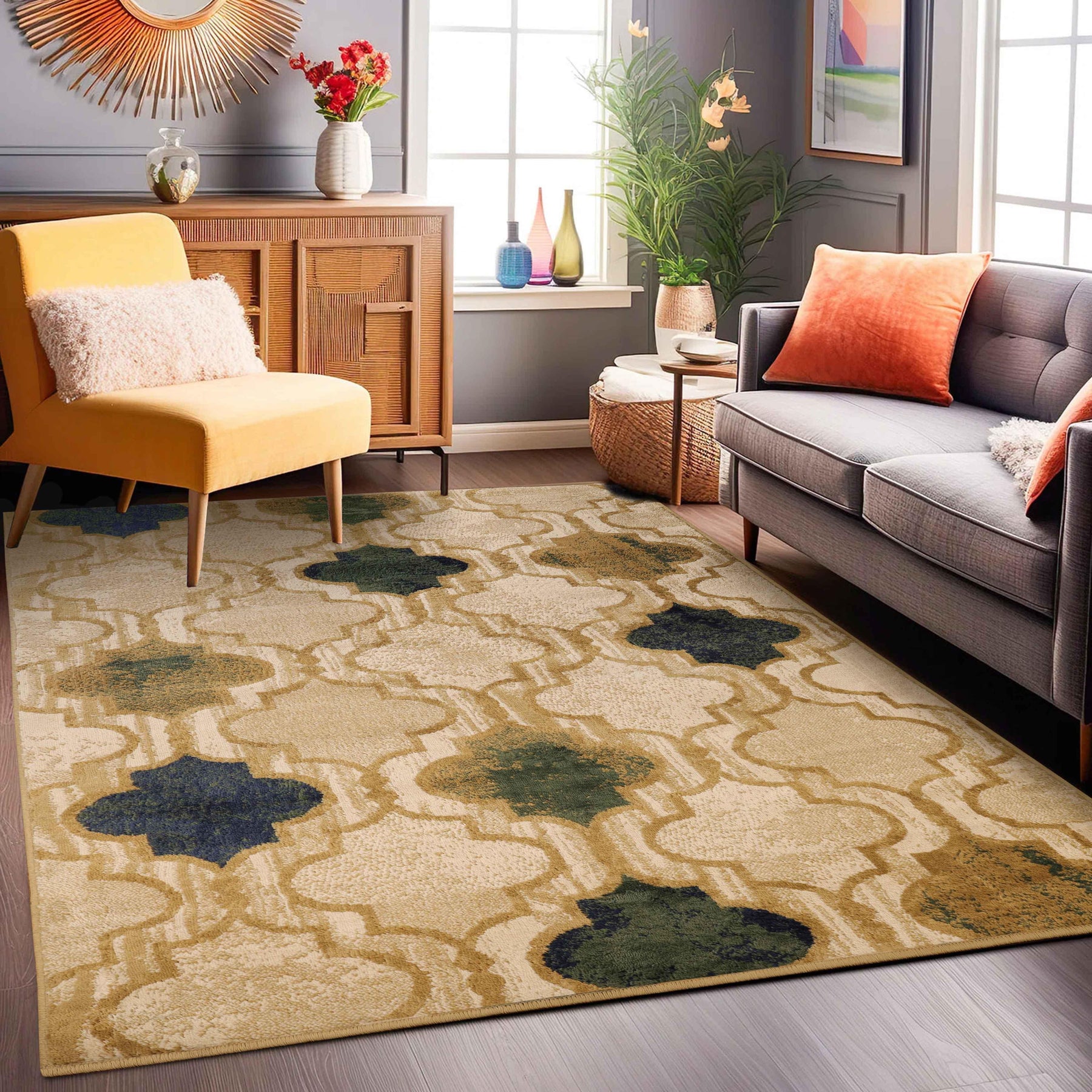 Viking Contemporary Geometric Trellis Indoor Area Rug or Runner