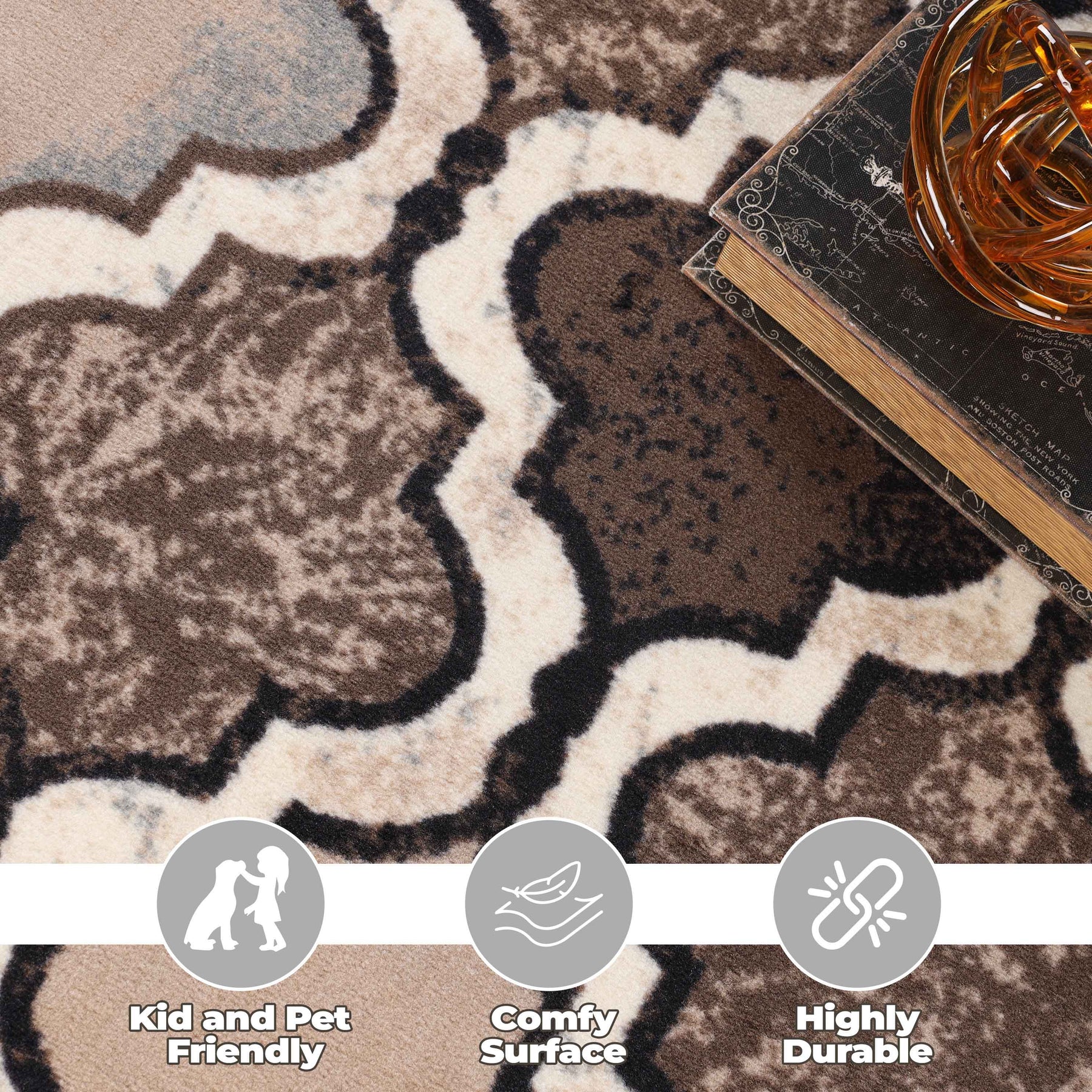 Viking Contemporary Geometric Trellis Non-Slip Washable Area Rug