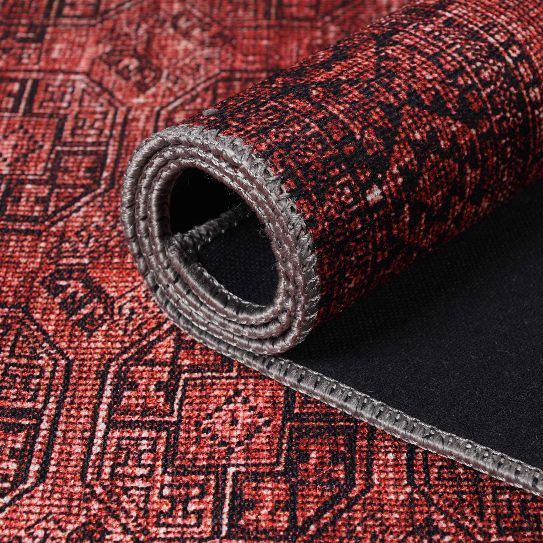 Vintage Oriental Geometric Power-Loomed Indoor Area Rug