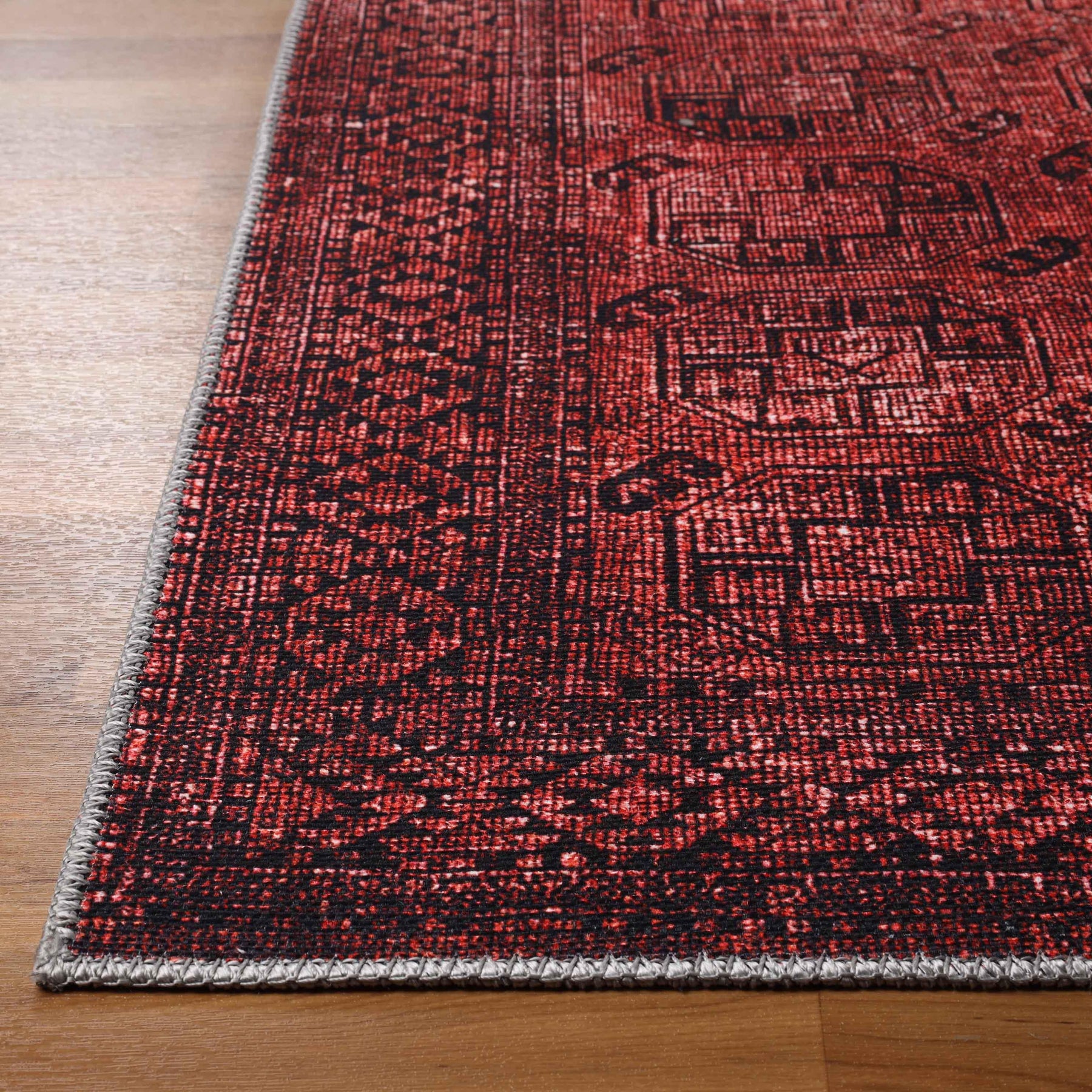 Vintage Oriental Geometric Power-Loomed Indoor Area Rug