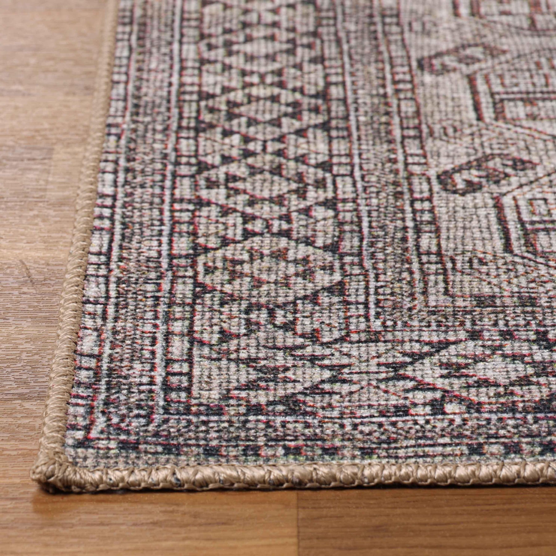 Vintage Oriental Geometric Power-Loomed Indoor Area Rug