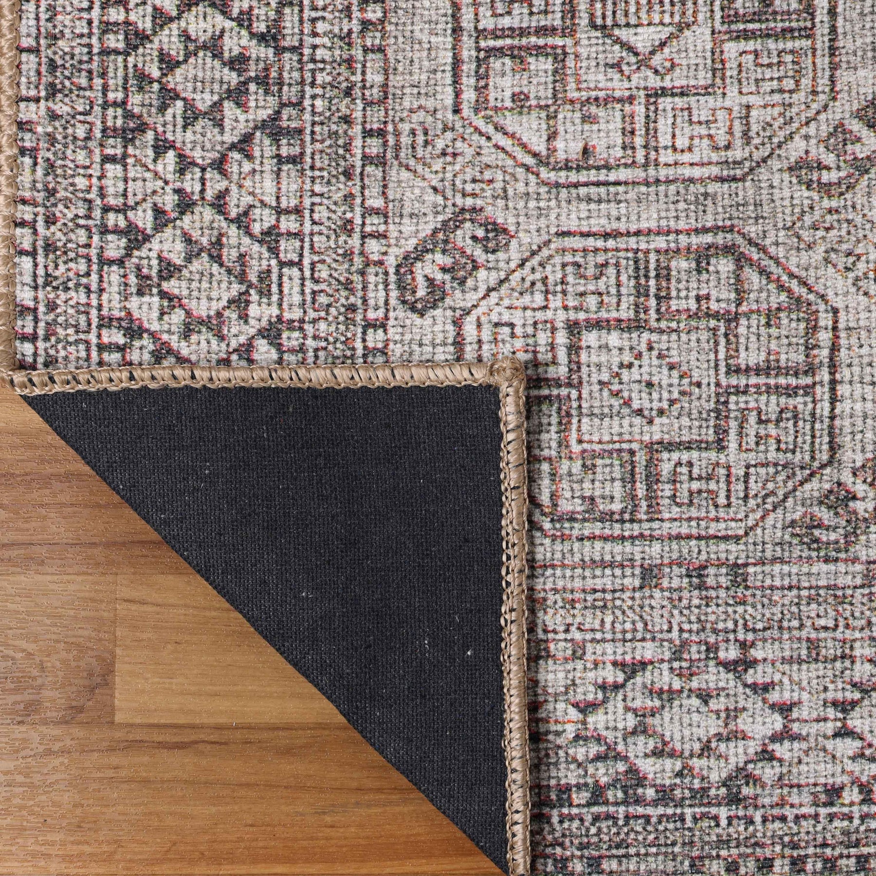 Vintage Oriental Geometric Power-Loomed Indoor Area Rug