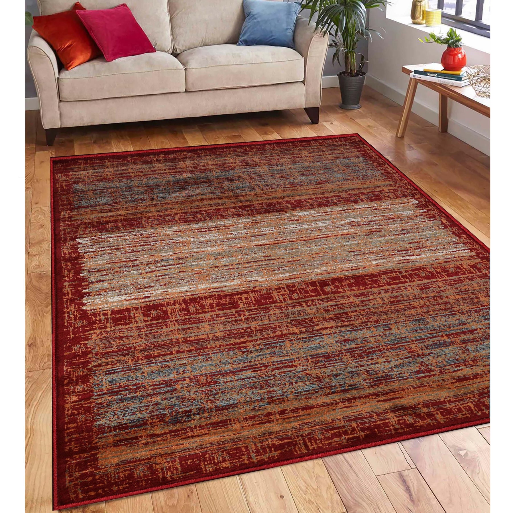Vista Vintage Artistic Striped Lines Indoor Area Rug or Runner Rug