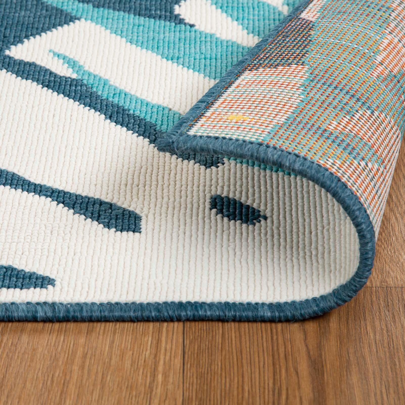 Waikiki Oversized Tropical Leaves Coastal Area Rug Indoor Outdoor Rugs
