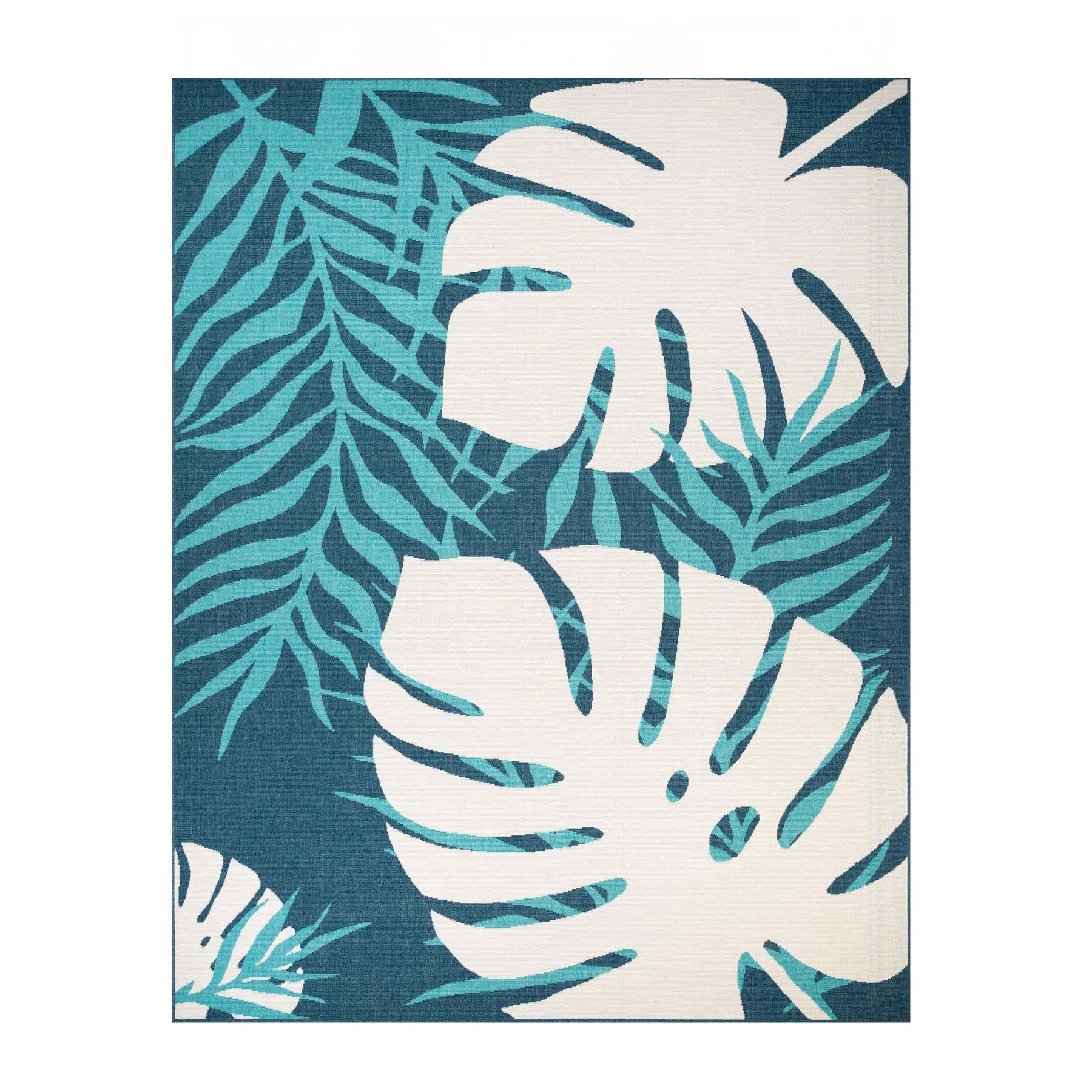 Waikiki Oversized Tropical Leaves Coastal Area Rug Indoor Outdoor Rugs