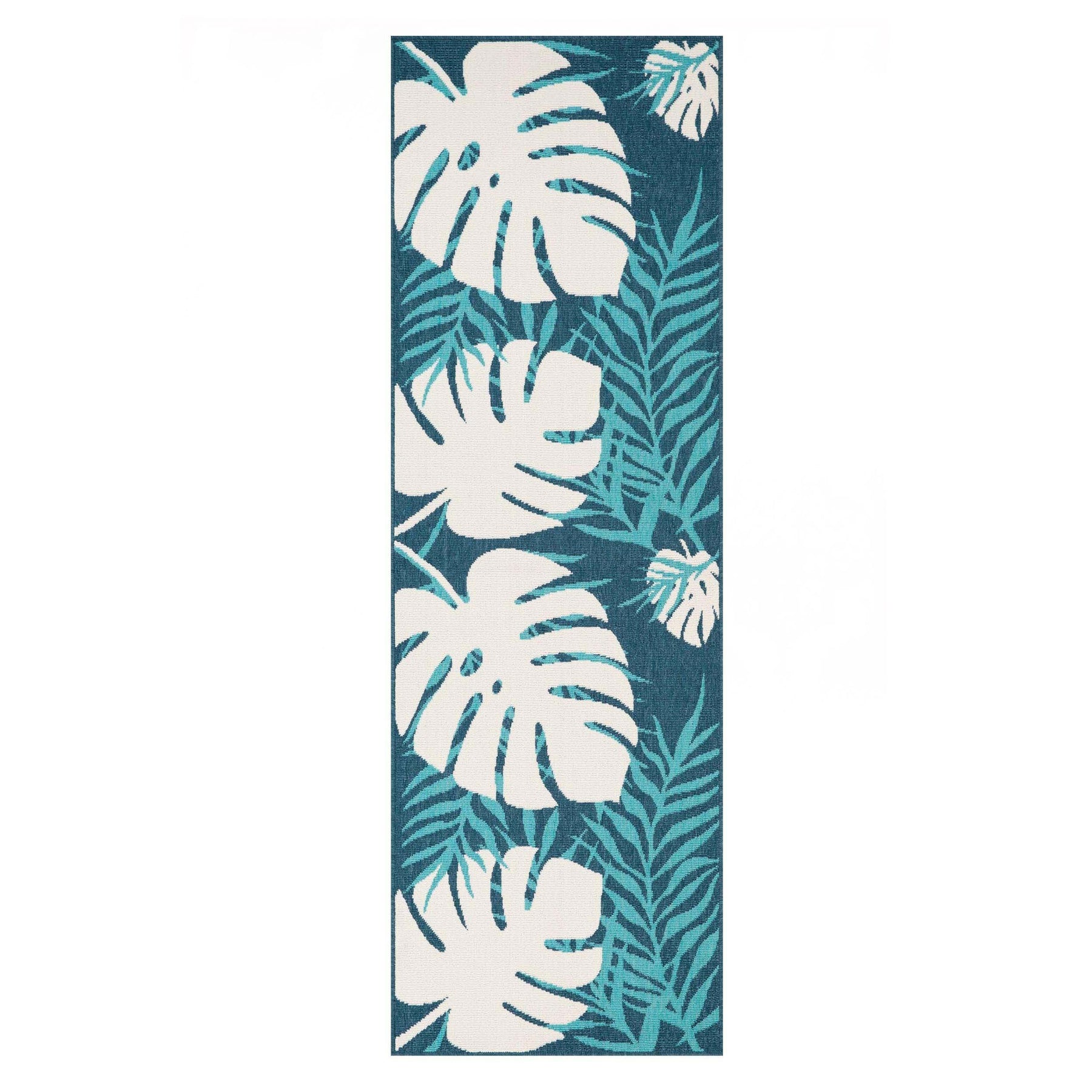 Waikiki Oversized Tropical Leaves Coastal Area Rug Indoor Outdoor Rugs