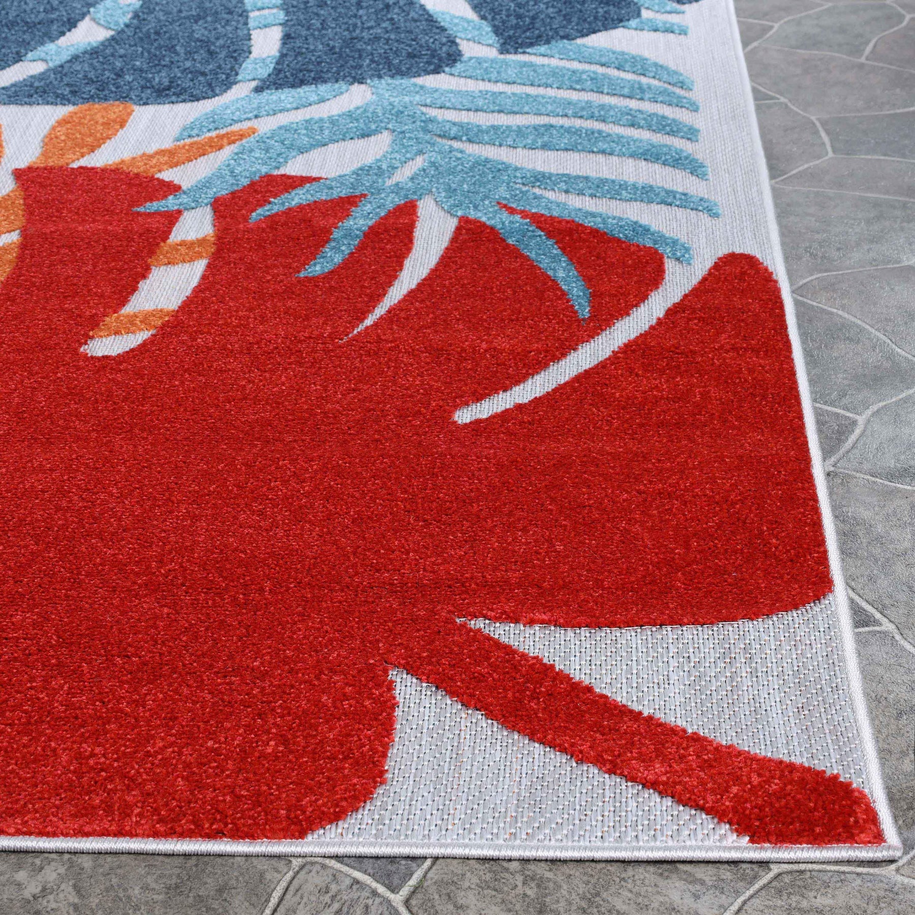 Waikiki Oversized Tropical Leaves Coastal Area Rug Indoor Outdoor Rugs