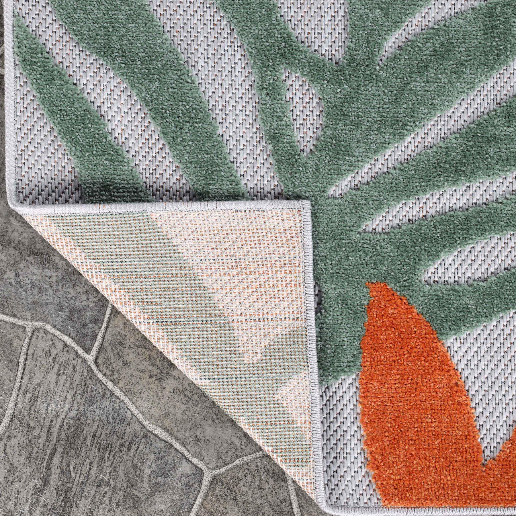Waikiki Oversized Tropical Leaves Coastal Area Rug Indoor Outdoor Rugs
