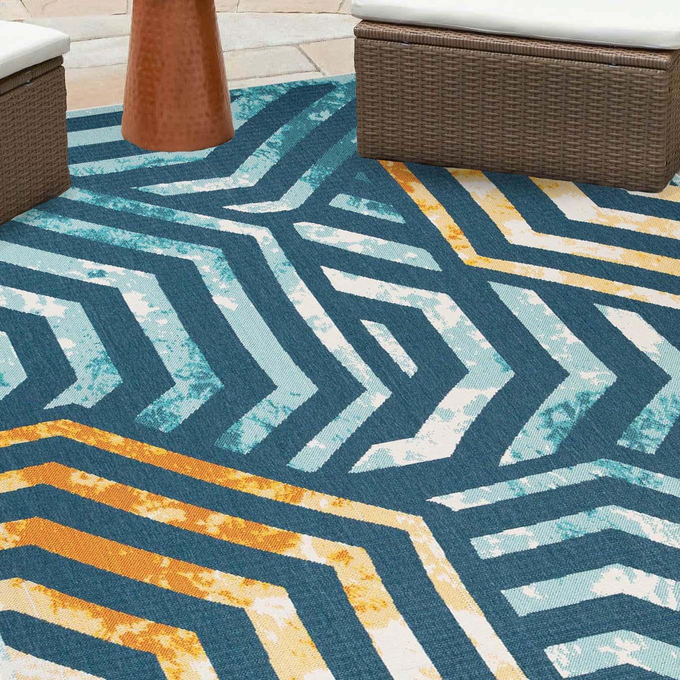 Waimea Geometric Coastal Rugs Indoor Outdoor Area Rug