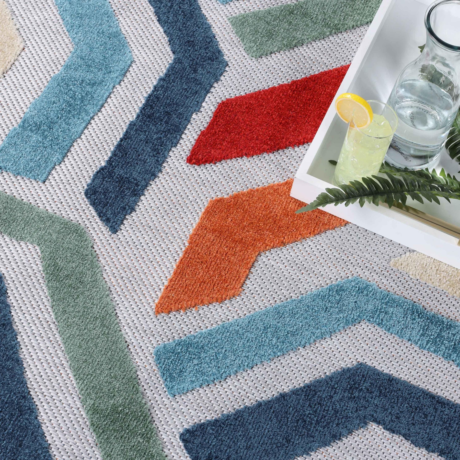 Waimea Geometric Coastal Rugs Indoor Outdoor Area Rug