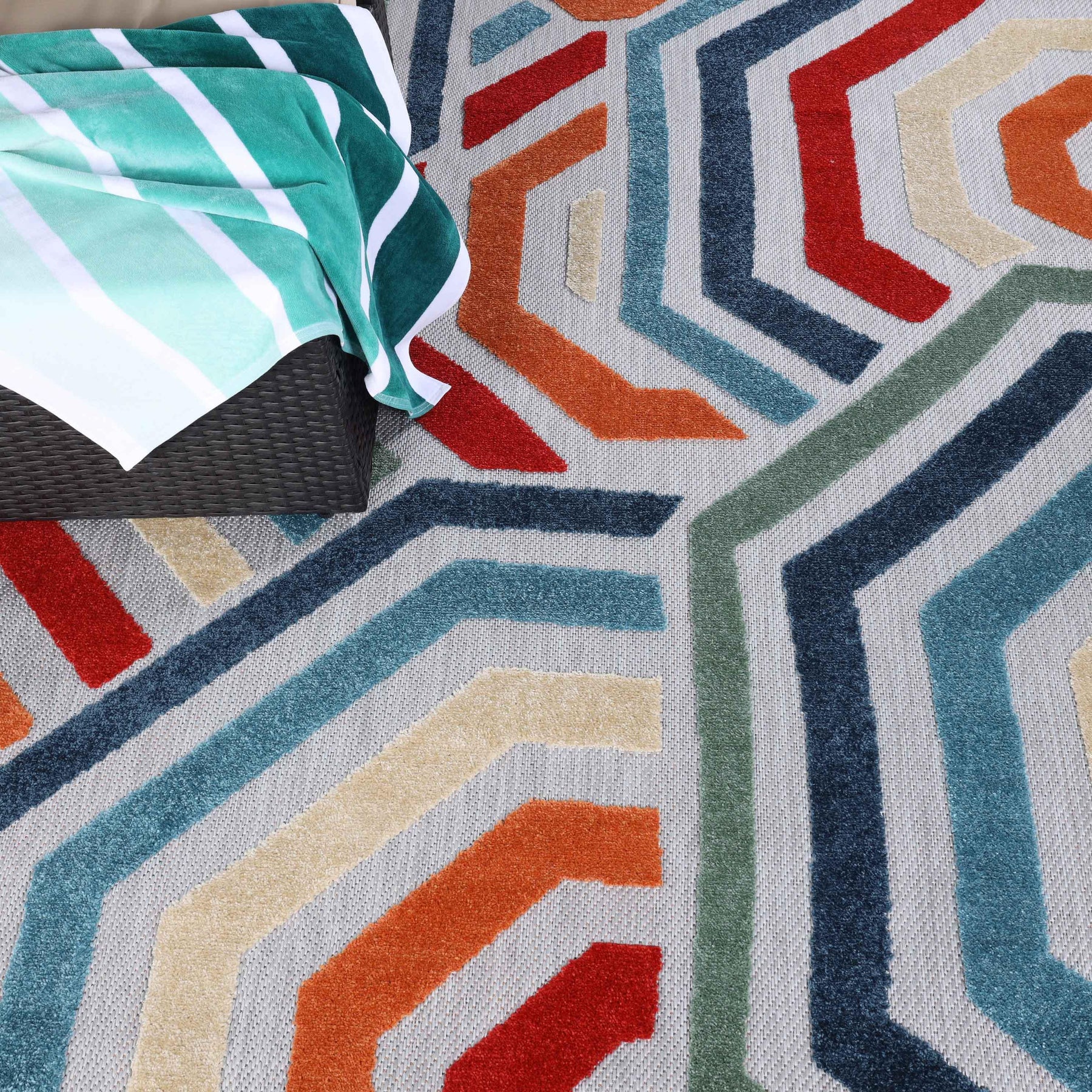 Waimea Geometric Coastal Rugs Indoor Outdoor Area Rug