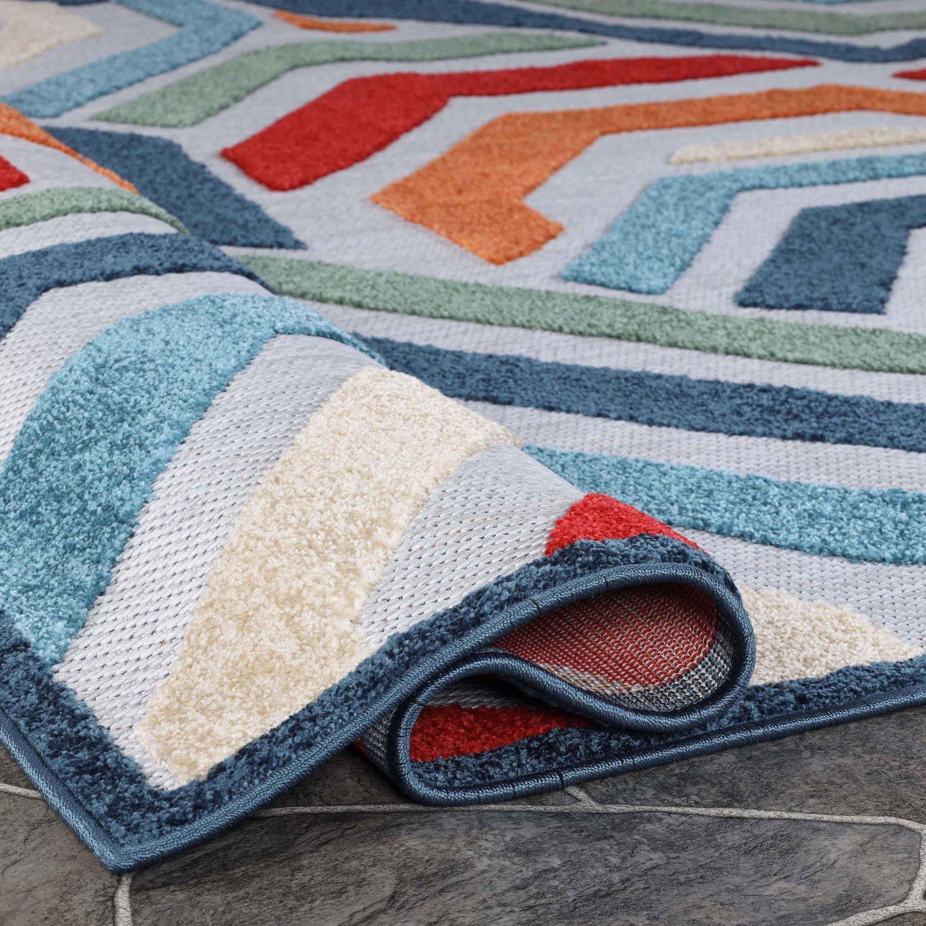 Waimea Geometric Coastal Rugs Indoor Outdoor Area Rug