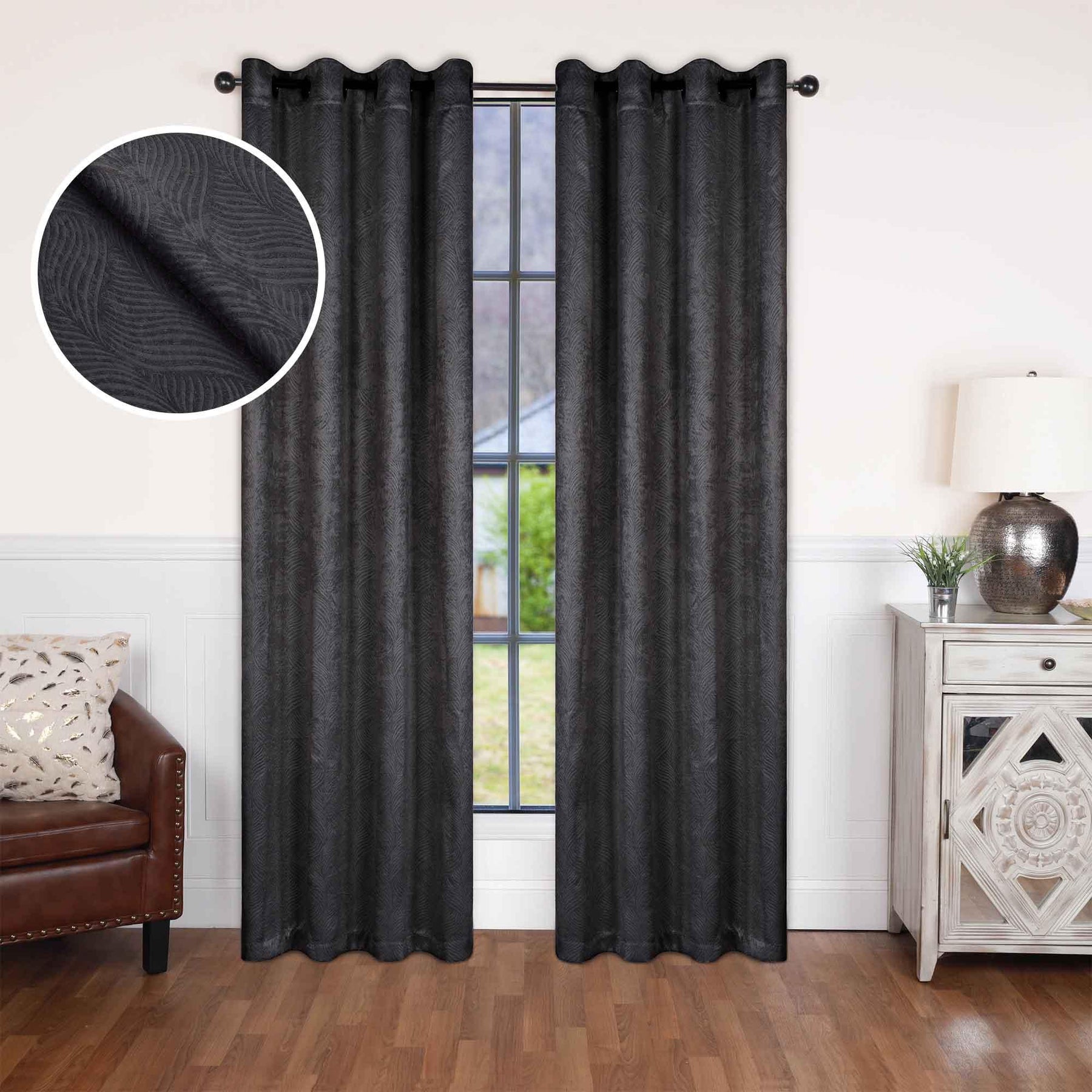 Waverly Geometric Washable Room Darkening Blackout Curtains, Set of 2