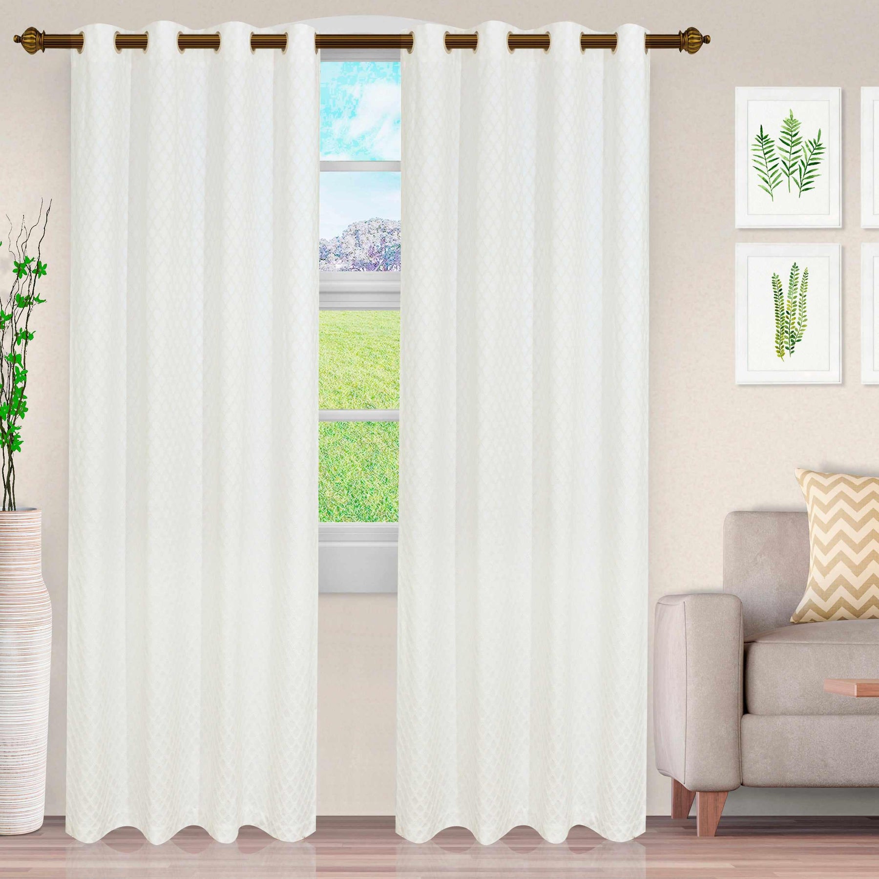 Westview Diamond Trellis Jacquard 2-Piece Grommet Curtain Panel Set