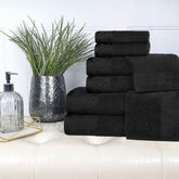 Wisteria Cotton Medium Weight Floral Jacquard Border 8 Piece Towel Set