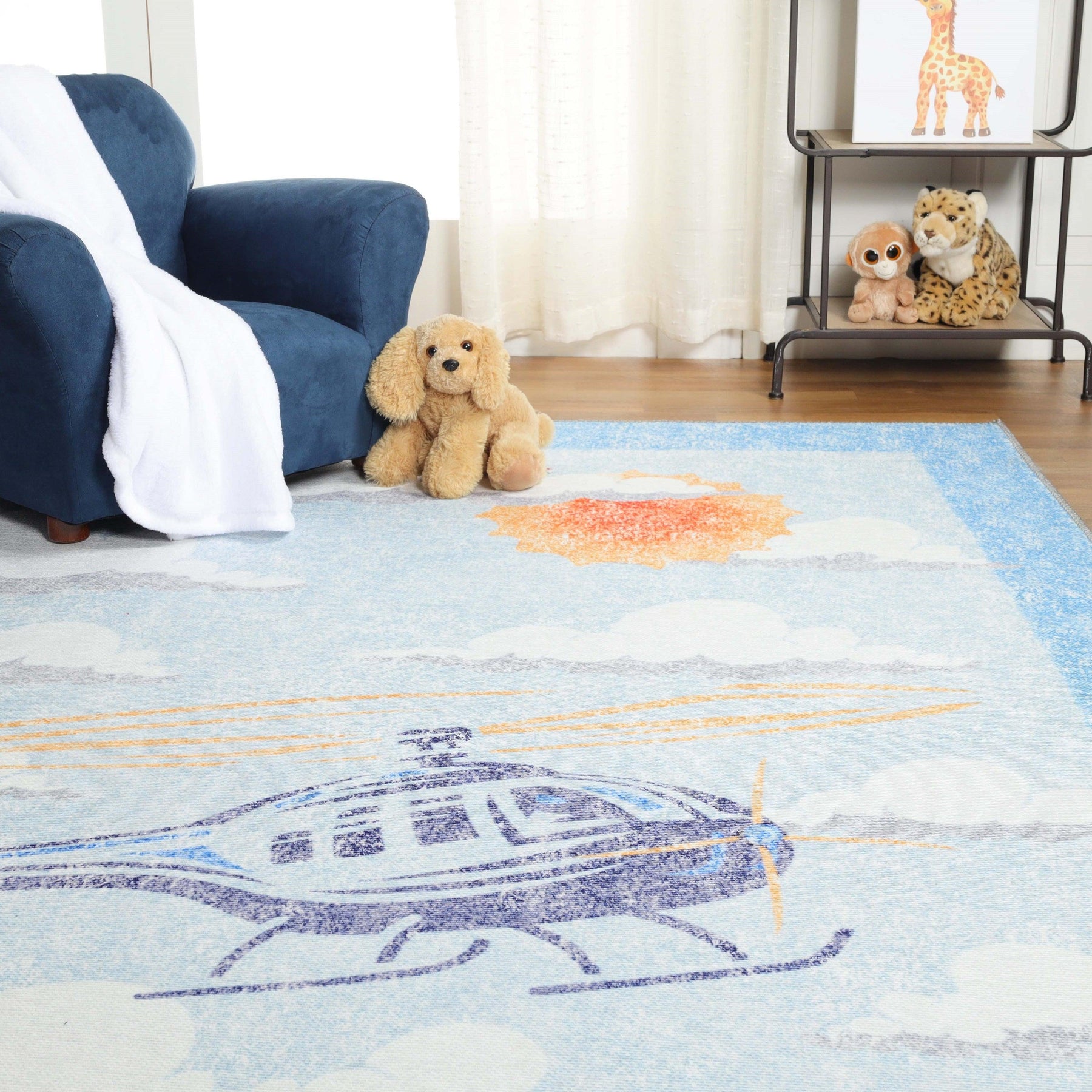 World Traveler Helicopter Kids Rug Indoor Large Area Rugs