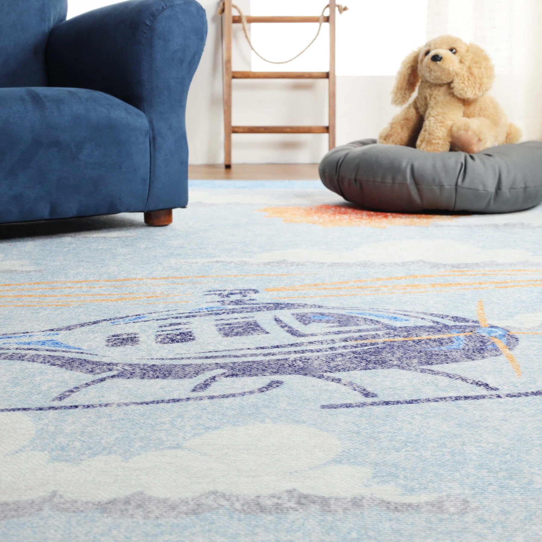 World Traveler Helicopter Kids Rug Indoor Large Area Rugs