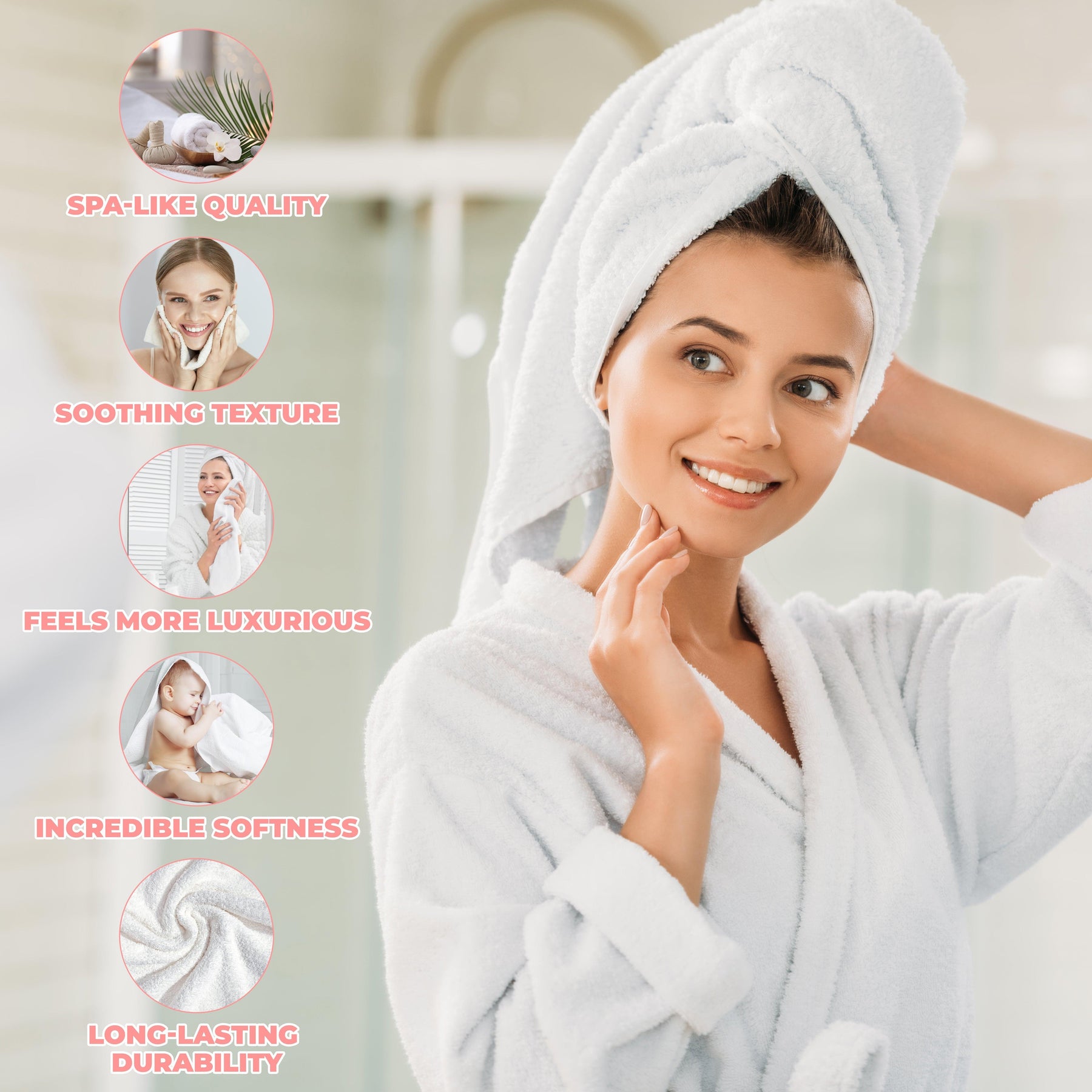 Zero Twist Cotton Ultra-Soft Absorbent Assorted 12 Piece Towel Set