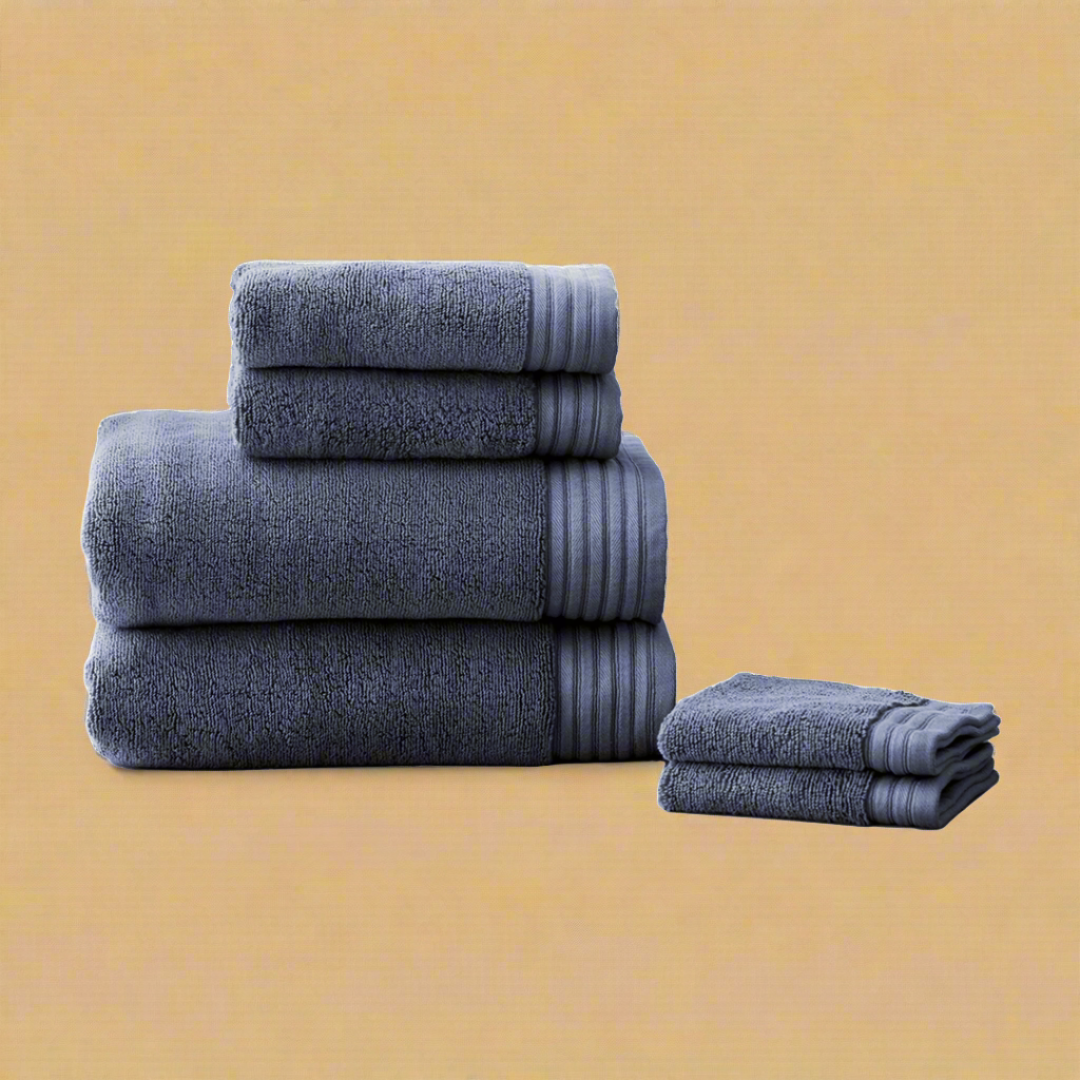Egyptian Cotton Bath Towel Set of 6 - Blue Horizon - beddingbag.com