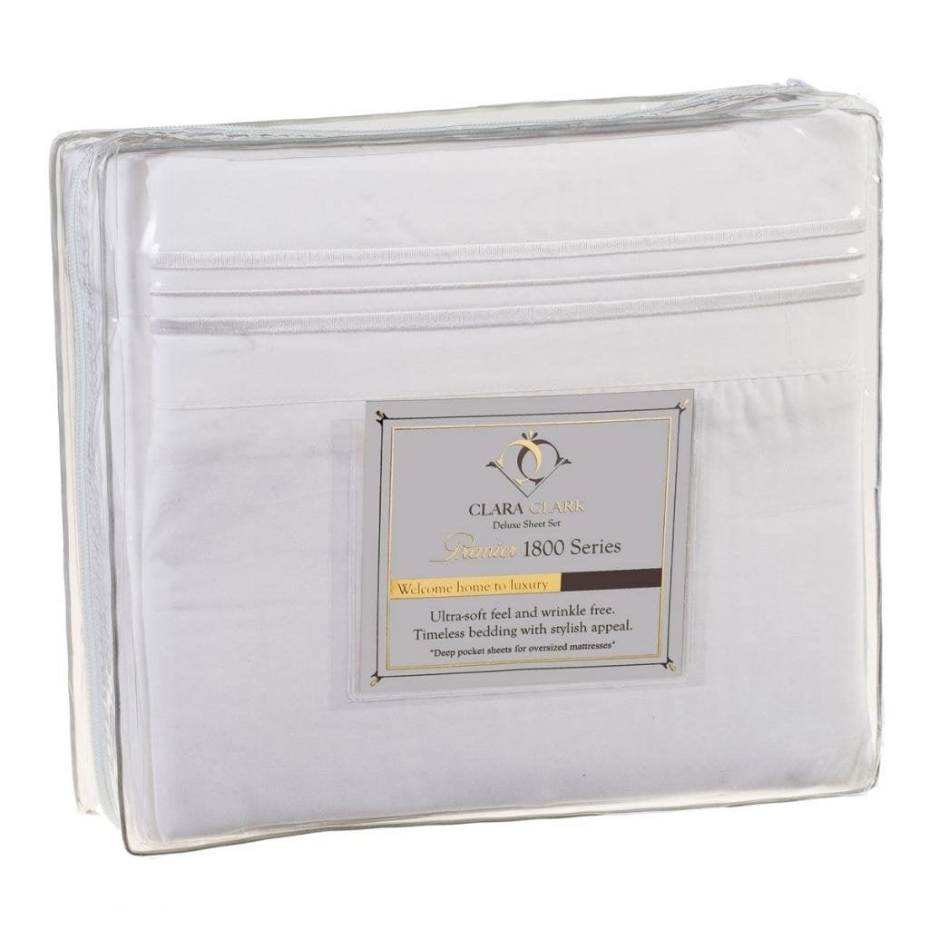 King size 4-piece Silky Soft Microfiber Sheet Set in White - beddingbag.com