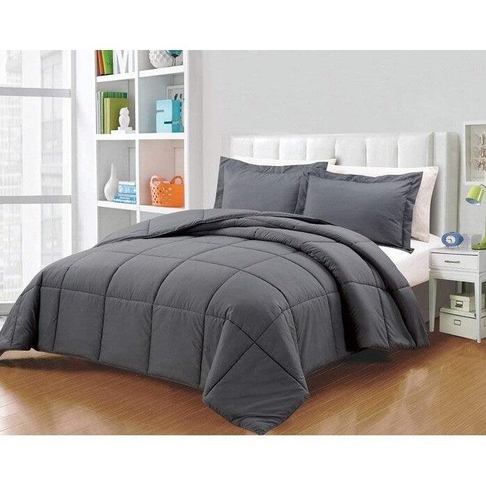 King Size Reversible Microfiber Down Alternative Comforter Set in Grey - beddingbag.com