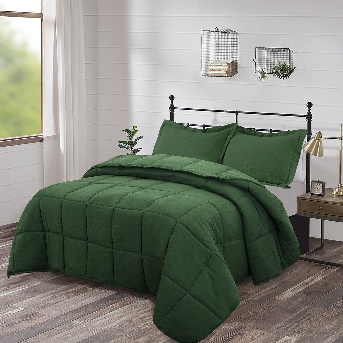 Queen Size Green 3 Piece Microfiber Reversible Comforter Set - beddingbag.com
