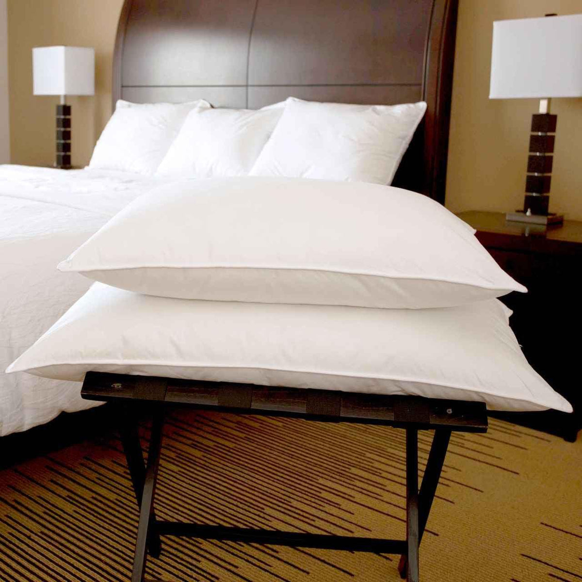 10/90 White Goose Down Hotel Chamber Pillow for Side Sleepers - beddingbag.com