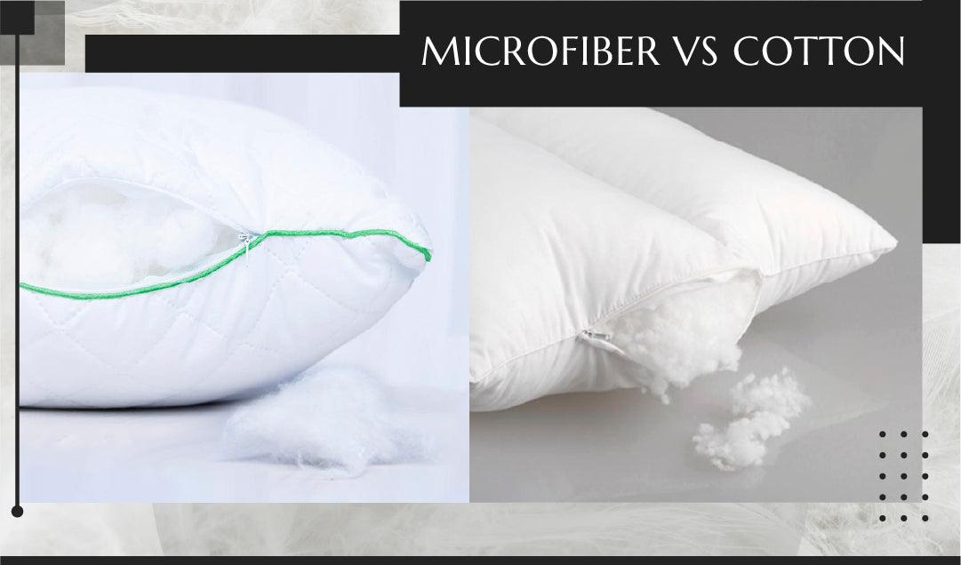 Microfiber vs cotton pillows showcasing filling texture for bedding comparison