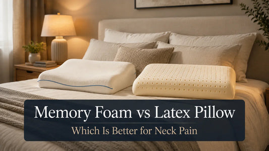 Memory foam vs latex pillow comparison for neck pain relief on cozy bed