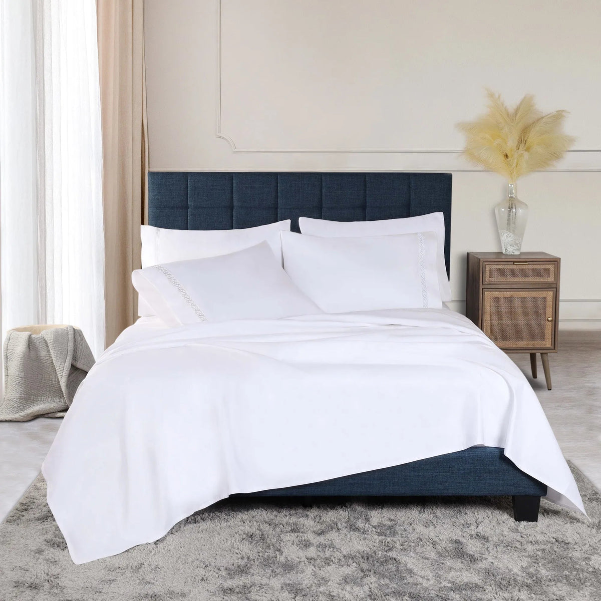 1000 Thread Count Egyptian Cotton Sateen Embroidered Sheet Set