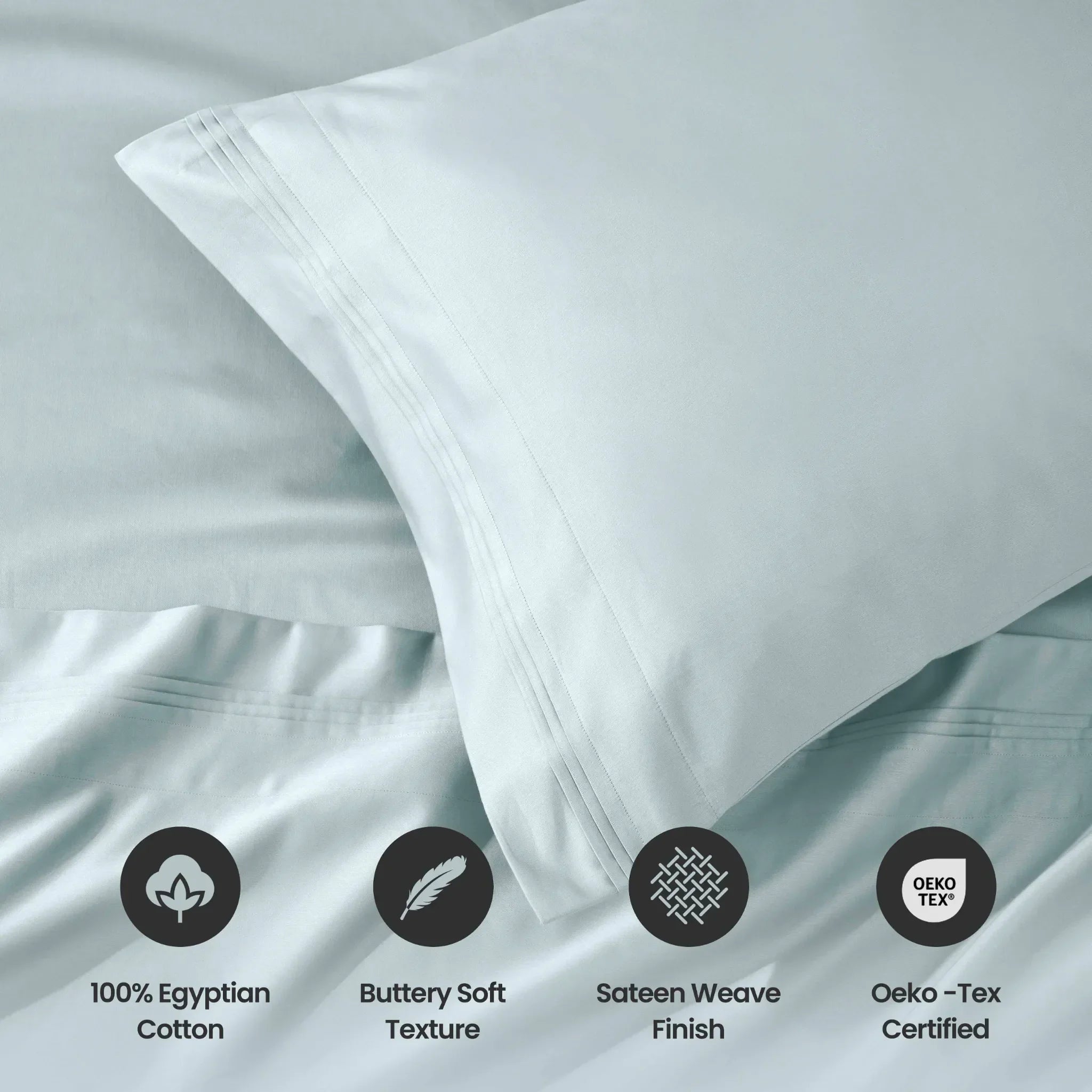 1000 Thread Count Egyptian Cotton Solid Pillowcase Set