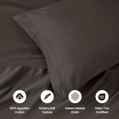 100% Egyptian Cotton 1000 Thread Count Solid Pillowcase Set