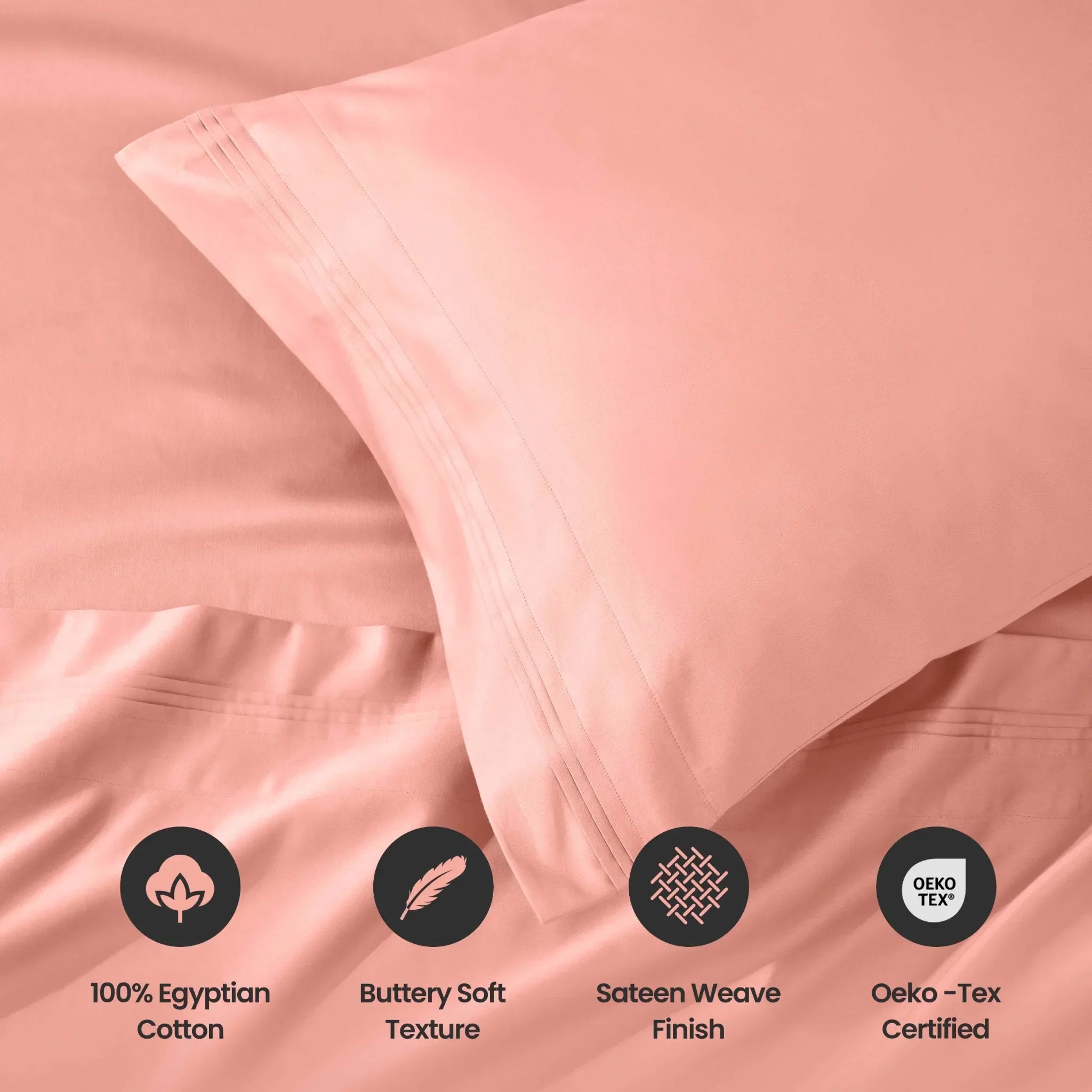 1000 Thread Count Egyptian Cotton Solid Pillowcase Set