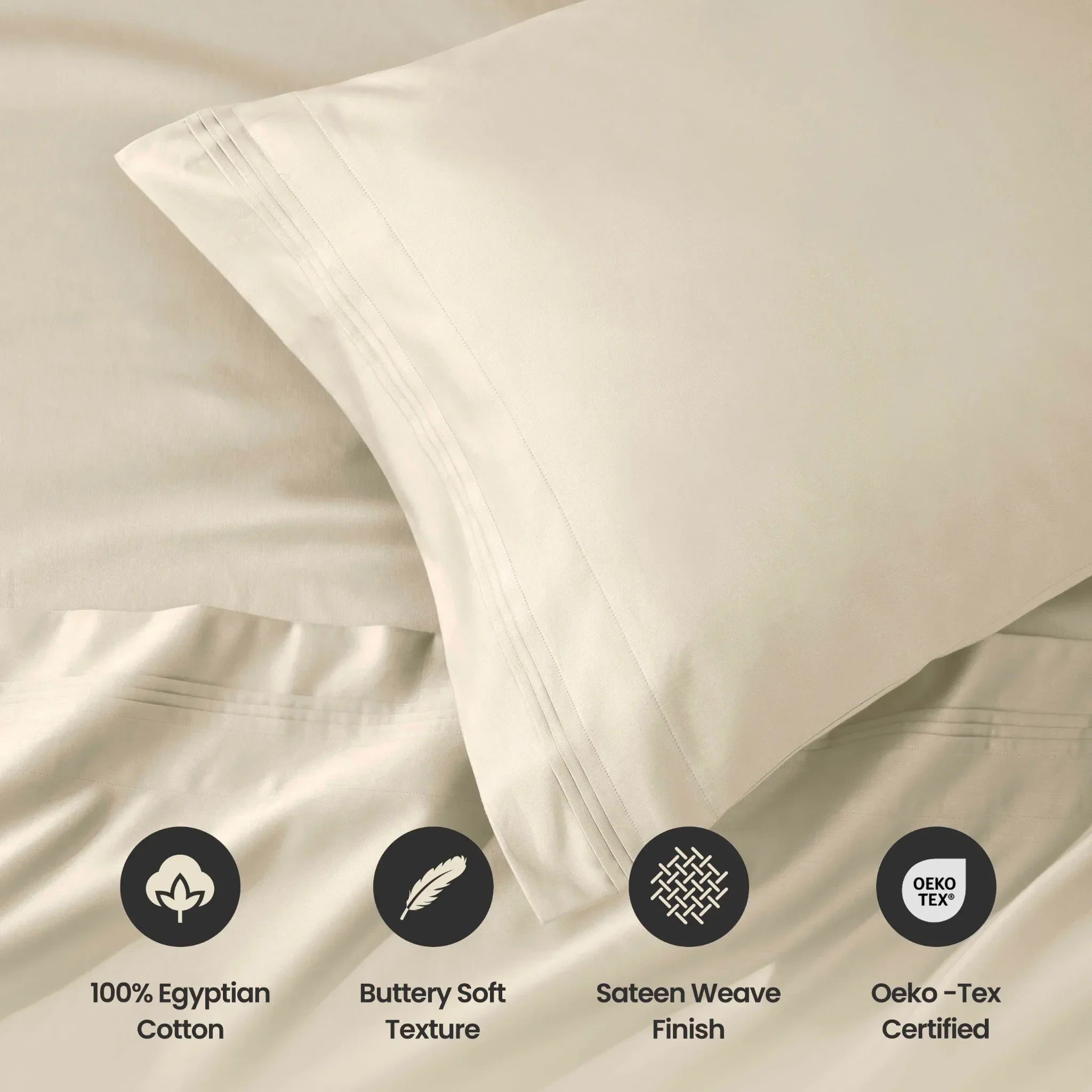 1000 Thread Count Egyptian Cotton Solid Pillowcase Set