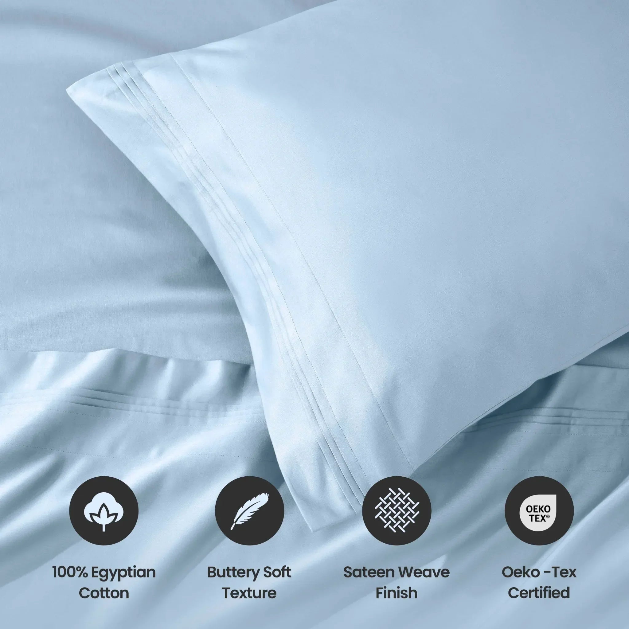 1000 Thread Count Egyptian Cotton Solid Pillowcase Set