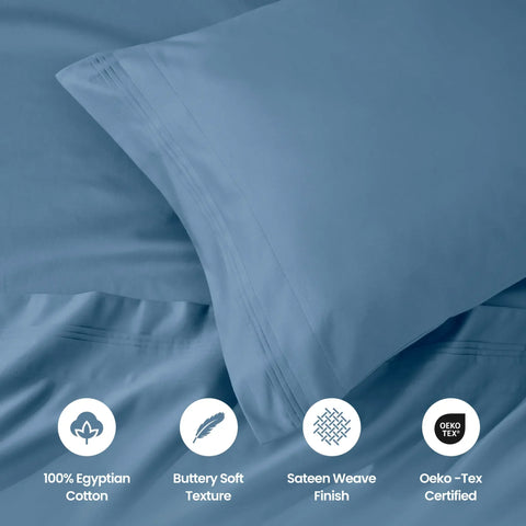 100% Egyptian Cotton 1000 Thread Count Solid Pillowcase Set