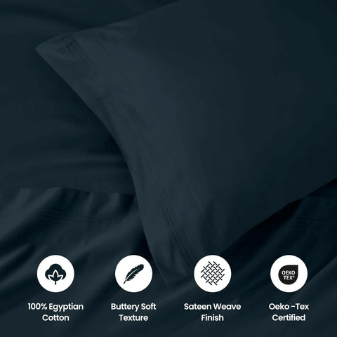 100% Egyptian Cotton 1000 Thread Count Solid Pillowcase Set