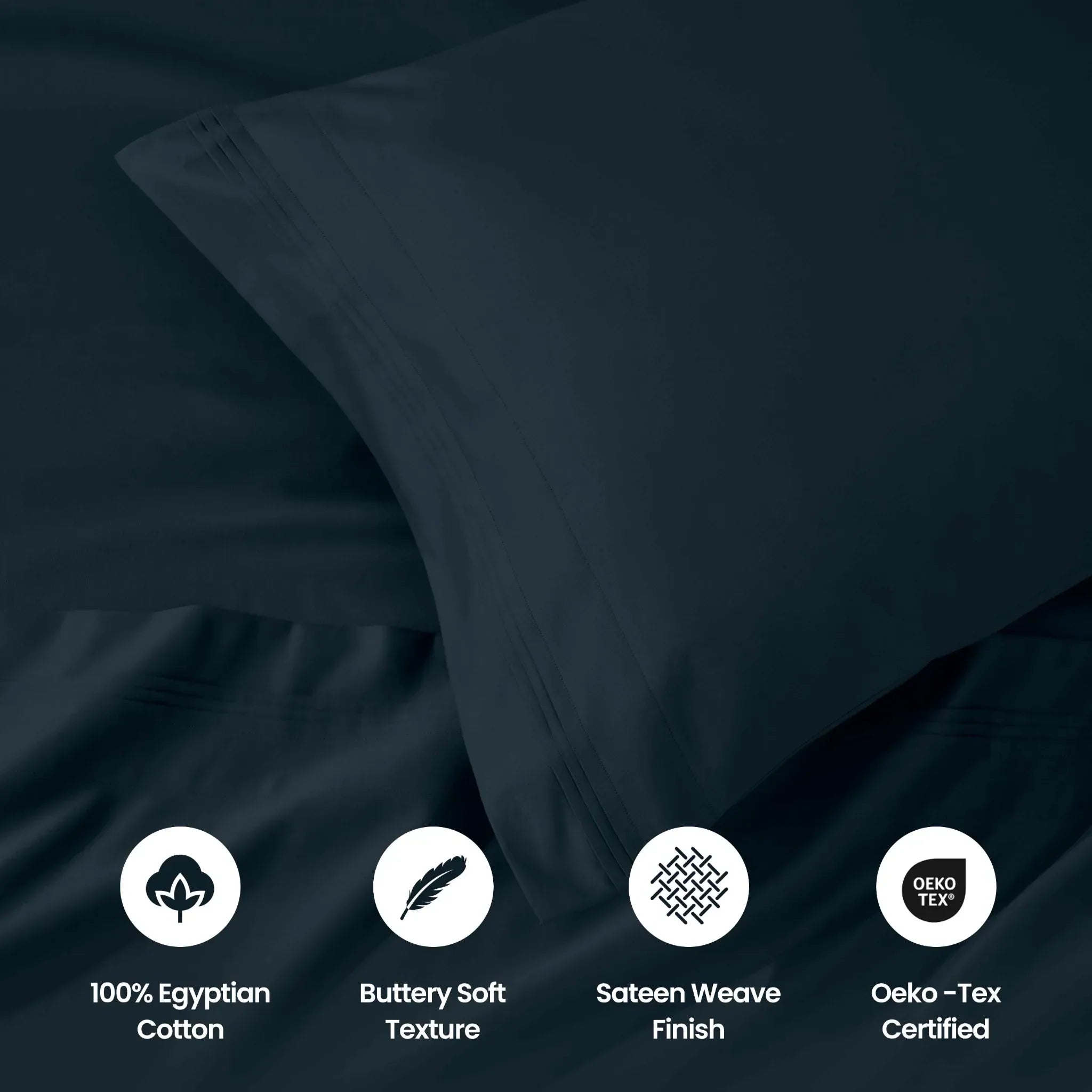 1000 Thread Count Egyptian Cotton Solid Pillowcase Set